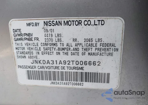 2002 Infiniti I35 Luxury из США, поврежденный, VIN JNKDA31A92T006662